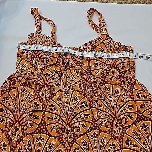 Knox Rose Women's Wide Strap Sleeveless A-Line Dress with orange print s… - Picture 5 of 8